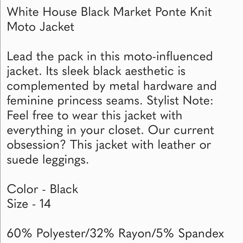 WHITE HOUSE BLACK MARKET BLACK JACKET - Picture 12 of 13